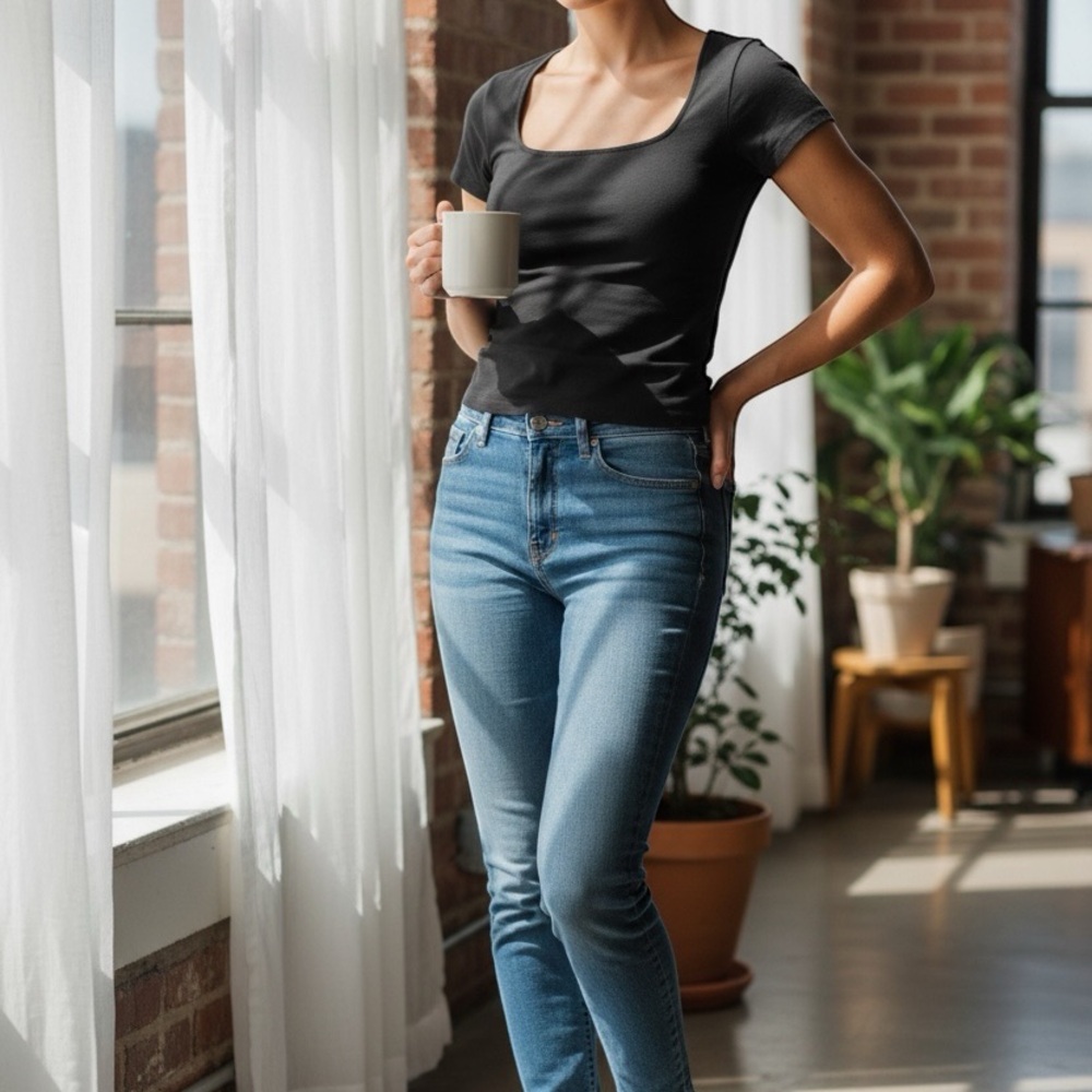 Brandy Melville Classic Black Short Sleeve Top